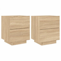 Berkfield Bedside Cabinets With Led Lights 2 Pcs Sonoma Oak Engineered Wood - thumbnail 2