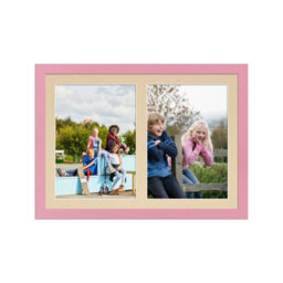 AK Frames 20X14 Pastel Pink Modern Multi Photo Frame With Ivory Mount - Holds 2 Apertures (2X) A4 Photos - thumbnail 1