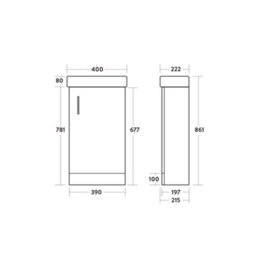 FNX Bathrooms Floor Standing Vanity Unit & Basin Sink Bathroom Cloakrooom Compact 400mm White Inc. Tap & Waste - thumbnail 6