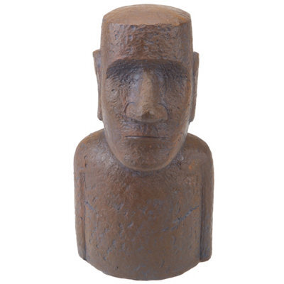 "Easter Island Bronze Bust Head 12"" Zen Garden Ornament" - image 1