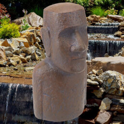 "Easter Island Bronze Bust Head 12"" Zen Garden Ornament" - thumbnail 3