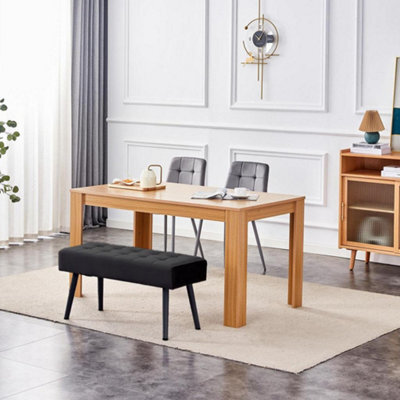 Kosy Koala Dining Table Set Oak Effect Table With 2 Grey Velvet Dining Chairs And 1 Black Bench - image 1