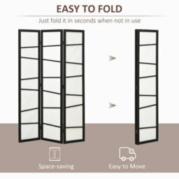 Homcom Folding Room Divider 3 Panel Privacy Screen Protector With Wooden Frame - thumbnail 6