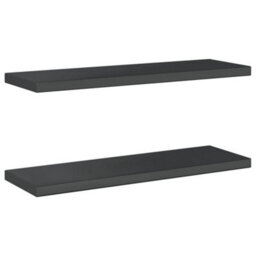 Berkfield Wall Shelves 2 Pcs 75X23.5X3 Cm Black Stainless Steel - thumbnail 7