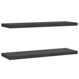 Berkfield Wall Shelves 2 Pcs 75X23.5X3 Cm Black Stainless Steel - thumbnail 2