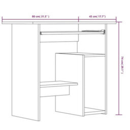 Berkfield Desk Smoked Oak 80X45X74 Cm Engineered Wood - thumbnail 7