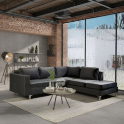 Orlando Velvet Upholstered Corner Sofa With Metal Legs Decorative Cushions Included 2355X212X85Cm Black Right - thumbnail 1