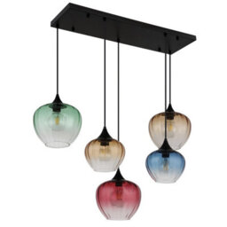 Luminosa Lighting Luminosa Sander Cluster Pendant Ceiling Light Matt Black Blending Glass Shade 5X E27 - thumbnail 2