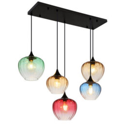 Luminosa Lighting Luminosa Sander Cluster Pendant Ceiling Light Matt Black Blending Glass Shade 5X E27 - thumbnail 1