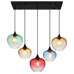 Luminosa Lighting Luminosa Sander Cluster Pendant Ceiling Light Matt Black Blending Glass Shade 5X E27 - thumbnail 3