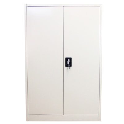 MonsterShop Powder Coated Steel Light Grey Office 2 Doors Filing Cabinet Flatpack Document File Lockable Storage 140Cm - image 1