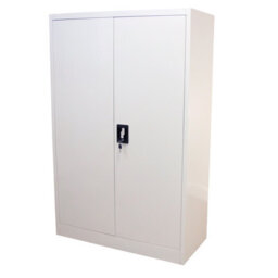 MonsterShop Powder Coated Steel Light Grey Office 2 Doors Filing Cabinet Flatpack Document File Lockable Storage 140Cm - thumbnail 2