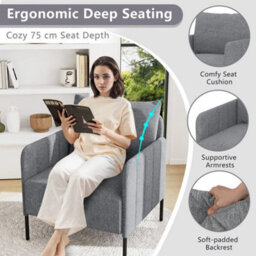 Living Room Chair Comfy Sofa Chair With Cushion-Grey - thumbnail 4