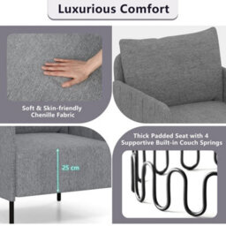 Living Room Chair Comfy Sofa Chair With Cushion-Grey - thumbnail 5