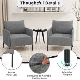 Living Room Chair Comfy Sofa Chair With Cushion-Grey - thumbnail 6