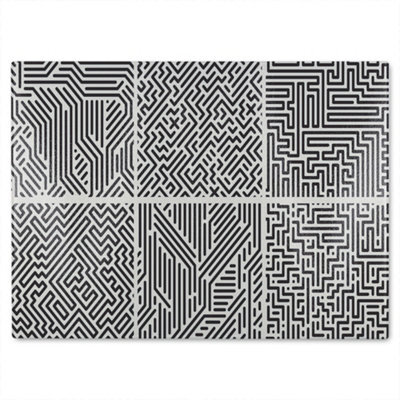 Benjamin Tate Design Striped Geometric Patterns Glass Chopping Boarddesigner Style - image 1