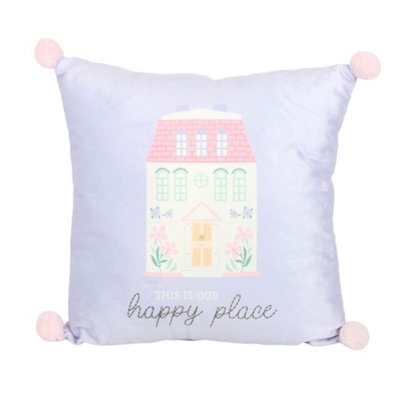Something Different This Is Our Happy Place Square Filled Cushion Pastel Blue/pink (One Size) - image 1
