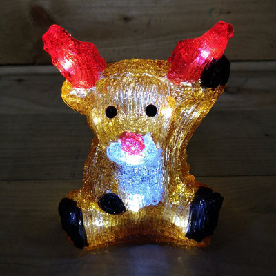 Samuel Alexander 20Cm Battery Operated Led Acrylic Sitting Reindeer Christmas Decoration In Cool White - image 1