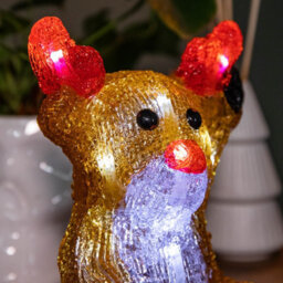 Samuel Alexander 20Cm Battery Operated Led Acrylic Sitting Reindeer Christmas Decoration In Cool White - thumbnail 4
