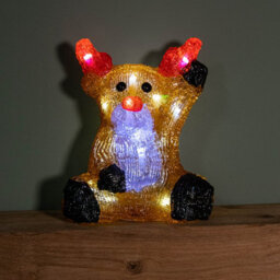 Samuel Alexander 20Cm Battery Operated Led Acrylic Sitting Reindeer Christmas Decoration In Cool White - thumbnail 3