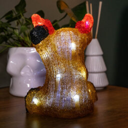 Samuel Alexander 20Cm Battery Operated Led Acrylic Sitting Reindeer Christmas Decoration In Cool White - thumbnail 6