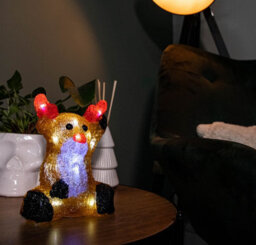 Samuel Alexander 20Cm Battery Operated Led Acrylic Sitting Reindeer Christmas Decoration In Cool White - thumbnail 2