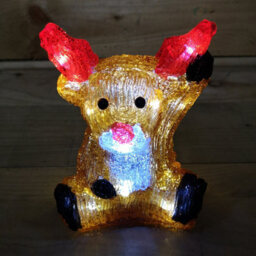 Samuel Alexander 20Cm Battery Operated Led Acrylic Sitting Reindeer Christmas Decoration In Cool White - thumbnail 1