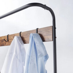 Black & Rustic Oak Entryway Hallway Coat Hanger Hooks Stand & Shoe Bench Storage Display Rack Unit - thumbnail 7