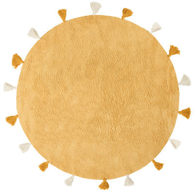 Beliani Kids Rug Kodinhi Yellow 120 Cm Cotton - image 1