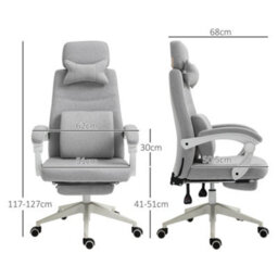Vinsetto Home Office Chair Reclining Computer Chair W/ Lumbar Support Grey - thumbnail 3