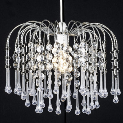 Klass Home Teardrop Acrylic Light Shade Ceiling Lamp Chandeliers Chrome Finish Pendant For Living Room Shades Bedroom Kitchen
