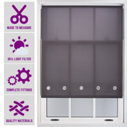 Made To Measure Daylight Roller Blind With Chrome Round Eyelets By Furnished - Dark Grey (W)120Cm X (L)210Cm