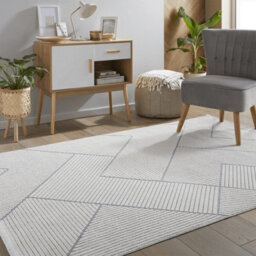 Light Blue Outdoor Rug, Geometric Striped Stain-Resistant Rug For Patio Decks, 3mm Modern Outdoor Area Rug-160Cm X 220Cm
