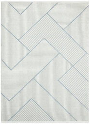 Light Blue Outdoor Rug, Geometric Striped Stain-Resistant Rug For Patio Decks, 3mm Modern Outdoor Area Rug-160Cm X 220Cm - thumbnail 8