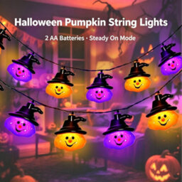 Amorly Halloween Lights Battery Powered Pumpkin String Lights,9.8Ft 20Led Halloween String Lights For Garden Patio Landscape - thumbnail 4