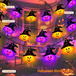 Amorly Halloween Lights Battery Powered Pumpkin String Lights,9.8Ft 20Led Halloween String Lights For Garden Patio Landscape - thumbnail 3