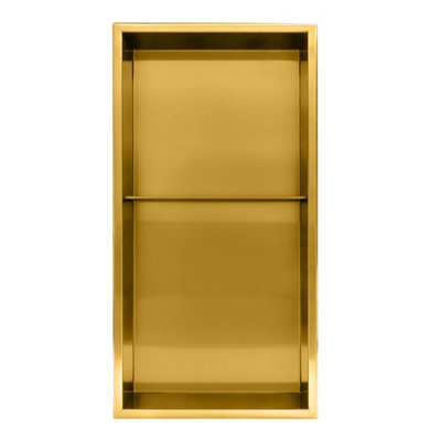 Thermopanel Stainless Steel Shower Niche - Satin Gold (80mm Depth) - 305 X 610 X 80mm With Shelf - image 1
