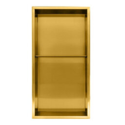 Thermopanel Stainless Steel Shower Niche - Satin Gold (80mm Depth) - 305 X 610 X 80mm With Shelf - thumbnail 1
