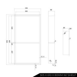 Thermopanel Stainless Steel Shower Niche - Satin Gold (80mm Depth) - 305 X 610 X 80mm With Shelf - thumbnail 2