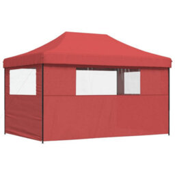 Walplus Foldable Party Tent Garden Gazebo Canopy Pop-Up With 3 Sidewalls Burgundy - thumbnail 5