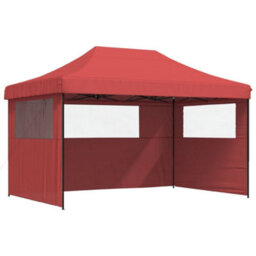 Walplus Foldable Party Tent Garden Gazebo Canopy Pop-Up With 3 Sidewalls Burgundy - thumbnail 2