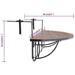 Berkfield Hanging Balcony Table Terracotta Mosaic - thumbnail 6