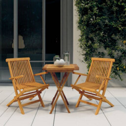 Walplus 3 Piece Garden Dining Set Solid Wood Teak