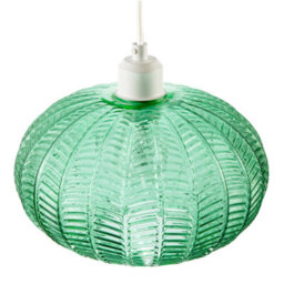 Happy Homewares Emerald Green Glass Globe Pendant Light Shade With 3D Vertical Ribbing - thumbnail 3