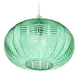 Happy Homewares Emerald Green Glass Globe Pendant Light Shade With 3D Vertical Ribbing - thumbnail 4