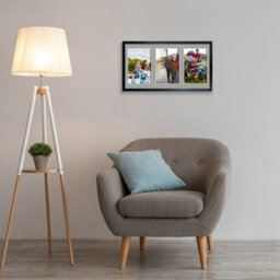AK Frames 40X20Cm Black Sleek Multi Photo Frame With Silver Mount - Holds 3 Apertures (3X) 6X4 Photos - thumbnail 3
