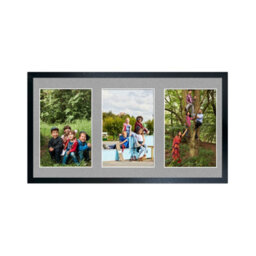 AK Frames 40X20Cm Black Sleek Multi Photo Frame With Silver Mount - Holds 3 Apertures (3X) 6X4 Photos - thumbnail 1