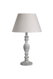 Aegina Wooden Table Lamp With Linen Shade Rustic Modern Decor - thumbnail 1