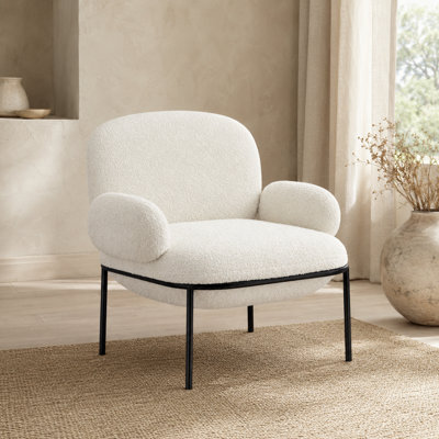 Where Saints Go Ltd Armchair Osca Accent Chair Ivory Sherpa Fabric Black Metal Frame 79Cm By Where Saints Go - image 1
