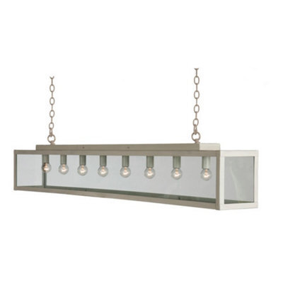 Luminosa Lighting Luminosa Zenia 8 Light Straight Bar Pendant Ceiling Light Beige Gray